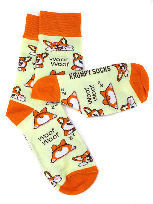 Носки р.35-40 Wow Корги на бежевом - Krumpy фото 2