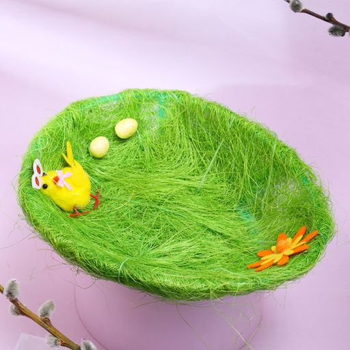 Пасхальная декоративная корзинка Цыпленок на травке 24х20х5.5 см - Simaland фото 3