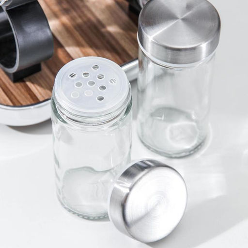 Набор для специй из стекла на подставке «Модерн», 17.5×8×18 см, 90 мл, 4×9.5 см, 8 шт.