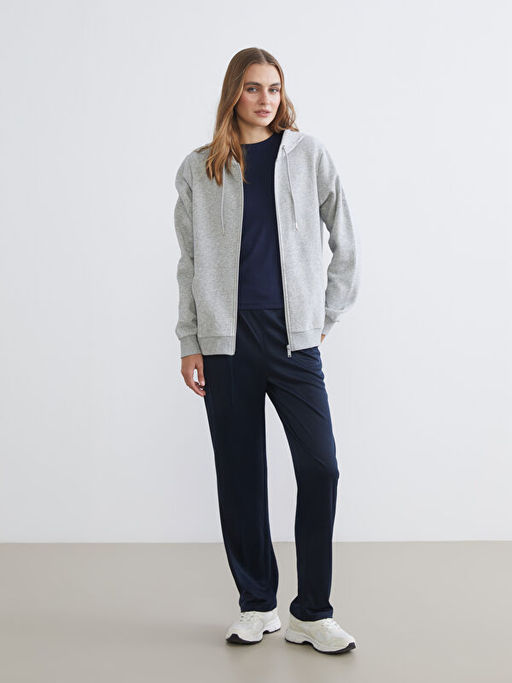 Kap??onlu Kad?n Fermuarl? Sweatshirt