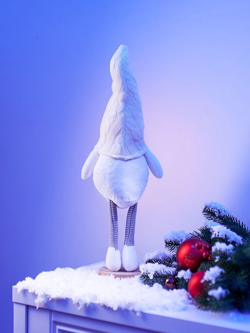 Фигура текстиль «Гном в белом» 55 см, 1 LED, от батареек AG13×3, свечение тёплое белое