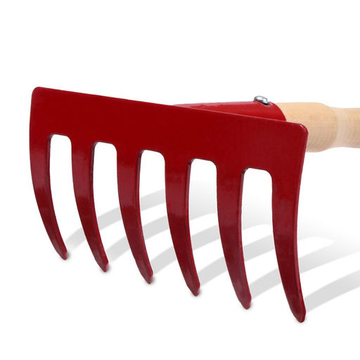 Цена за 2 шт. Малые прямые грабли, 6 зубцов, длина 31 см, металл, деревянная ручка