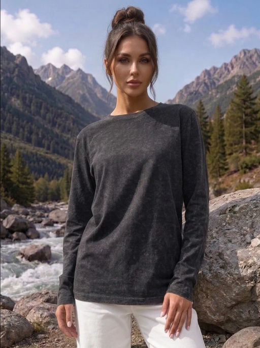 Лонгслив с эффектом варенка (хлопок 95%, лайкра 5%) - Binita фото 16