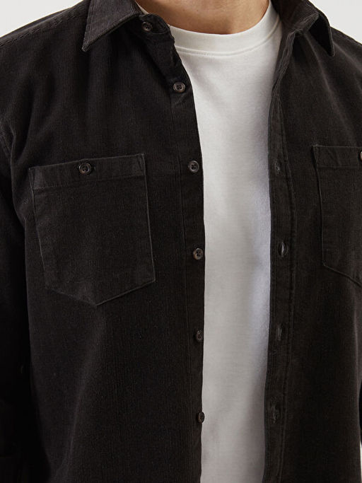 Regular Fit Uzun Kollu Kadife Erkek G?mlek