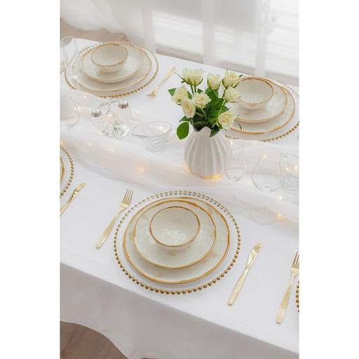 Тарелка глубокая Доляна Organic Gold, 620 мл, d=21.5 см, фарфор, белая  фото 9