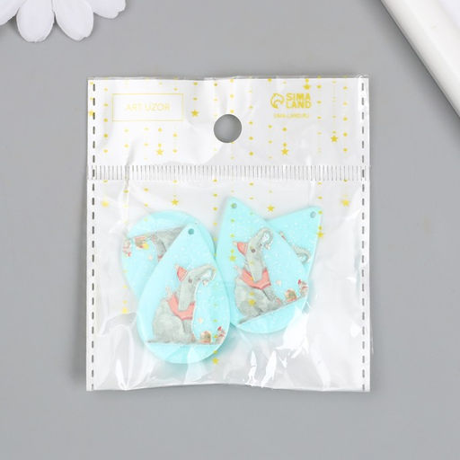 Цена за 4 шт. Декор для творчества акрил «Слон и мышка с кусочком торта», 0.2×2.6×3.9 см