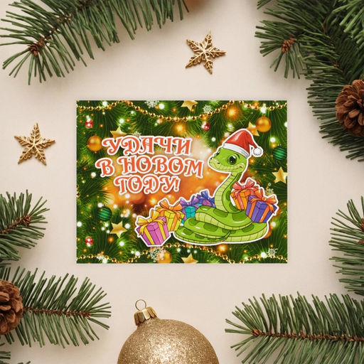 Цена за 20 шт. Мини-открытка новогодняя Удачи в Новом Году!, 9 х 7 см