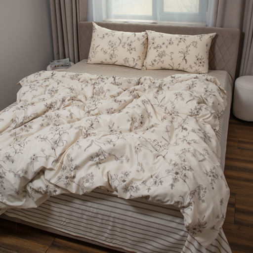 КПБ Чистый хлопок 1,5 спальный, наволочки 50х70, поплин, 100% хлопок, Гербариум ВБ Пододеяльник 146х215 с прорезью, простыня классическая 150х215 подшита с 4-х сторон, наволочки 50х70 с клапаном - 2 шт. - Традиция фото 37