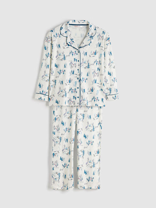 B?y?k Beden G?mlek Yaka Kad?n Pijama Tak?m?