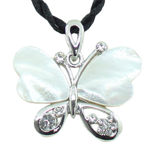 Кулон "Мотылек" перламутр белый
