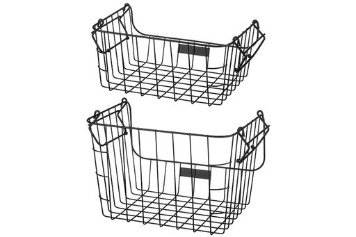 Набор 2 корзин 29,5*22*13 см + 31,5*22*21 см  Черный с ручками, металл - Elan gallery фото 7