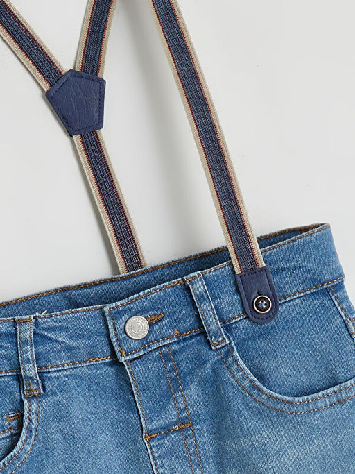 Ask?l? Beli Lastikli Erkek ?ocuk Jean Pantolon