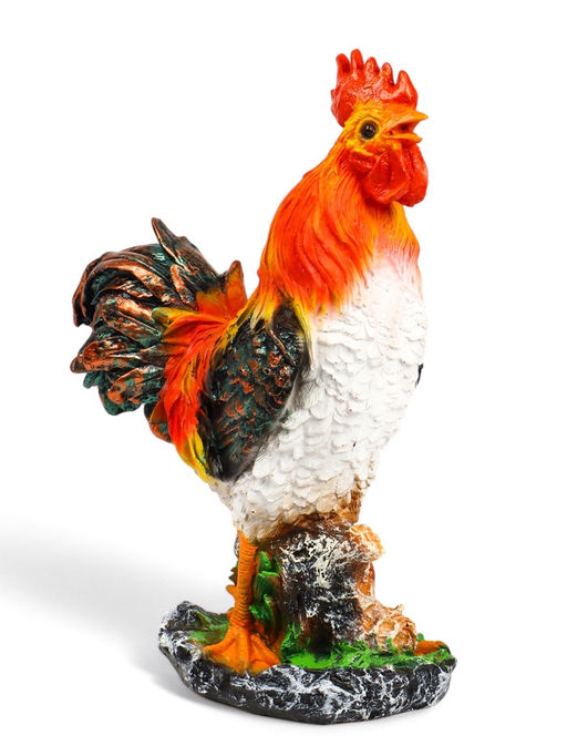 Садовая фигура из полистоуна «Петух на камне», 42×32×13 см