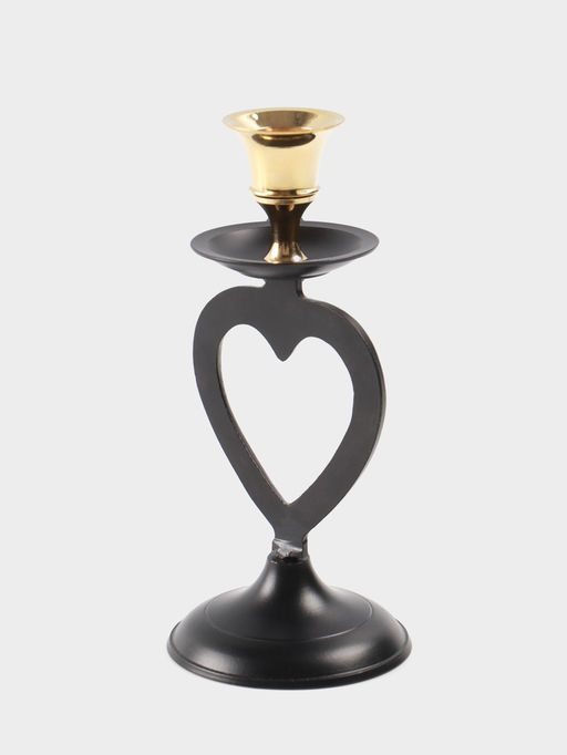 Подсвечник на 1 свечу, латунь, чёрный с золотом, 7?7.5?16.5 см