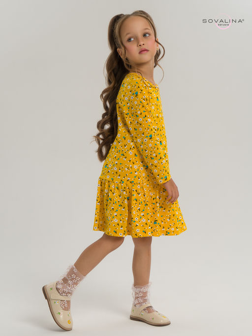 Платье Алиса дл/р цветы на горчице - Sovalina фото 21
