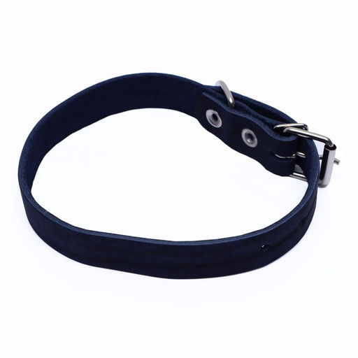 Ошейник кожаный однослойный, 45 х 2 см, ОШ 25-35 см, синий - Пижон фото 2