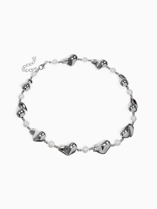 Бусы "Жемчуг Борокко", цвет белый в серебре 40+удл