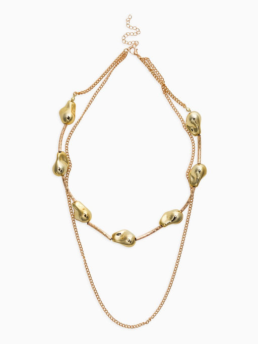 Колье "Борокко", цепь, 2 яруса, цвет золото