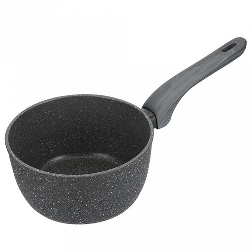 Ковш с антипригарным покрытием "Granito" 1,3л, д16см, h8см, s2,6мм, дно s3,2мм, индукционное дно д12см, кованный алюминий, бакелитовая ручка с покрытием "soft-touch", "Regent" (Китай) Подходит для всех видов плит, включая индукционную.
