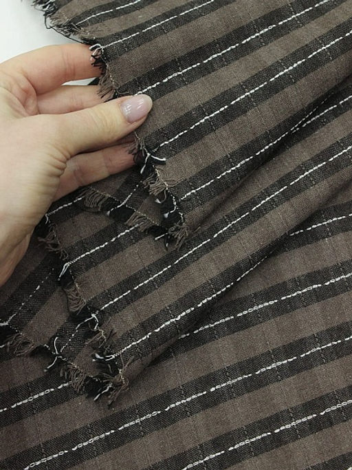 Пестрядь Клетка - строчка цв.т.коричневый/кофейный, ш.1.45м, хлопок-95%, п/э-5%, 130гр/м.кв - Купава фото 4