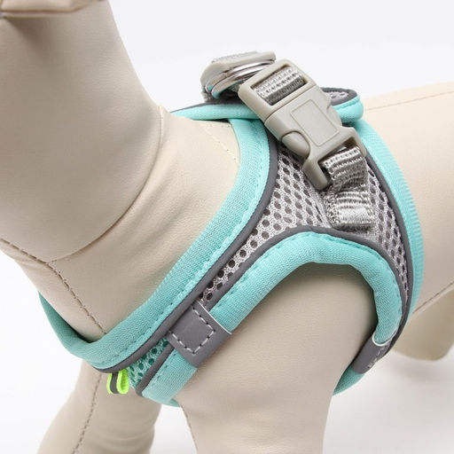 Комплект с мягкой шлейкой, быстросъемный, XS, поводок 150 х 1,5 см, ОШ 29-32 см, ОГ 31-34 см, бирюз - Пижон фото 4