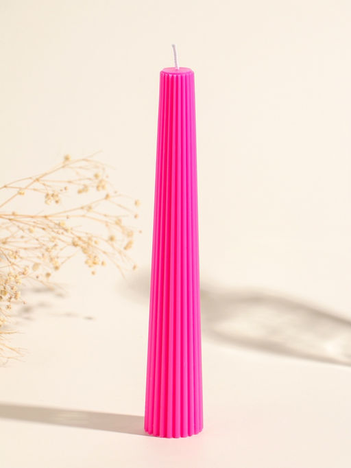Набор свечей, 3.5х23 см, 2 шт "Башня" ярко-розовый 4х9,5х25 см