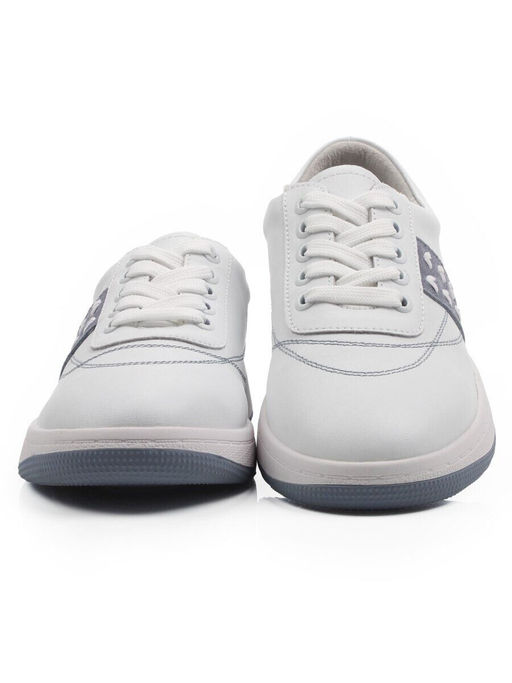 03-YA345-1 WHITE/BLUE Полуботинки спортивные женские (натуральная кожа, натуральная замша)