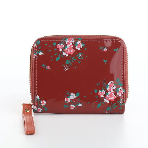 Кошелёк женский на молнии с ремешком, лакированный, синий