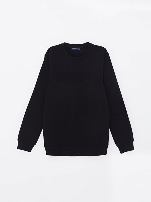 Bisiklet Yaka Uzun Kollu Erkek Sweatshirt