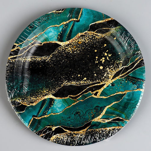 Цена за 10 шт. Тарелка одноразовая бумажная «Мрамор», 18 см