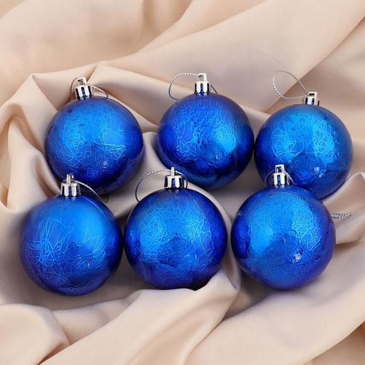 Ёлочные игрушки Калисса, шары новогодние, d=6 см, набор 6 шт., синий