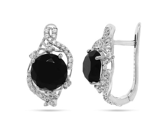 Серьги из серебра оникс, МЦВ013