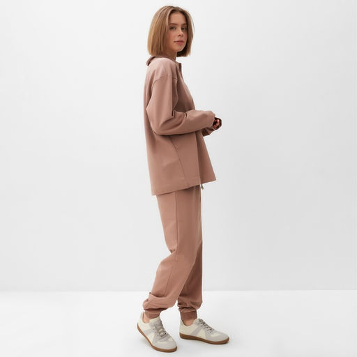 Костюм женский (джемпер, брюки) MINAKU: Casual Collection, размер 52, бежевый