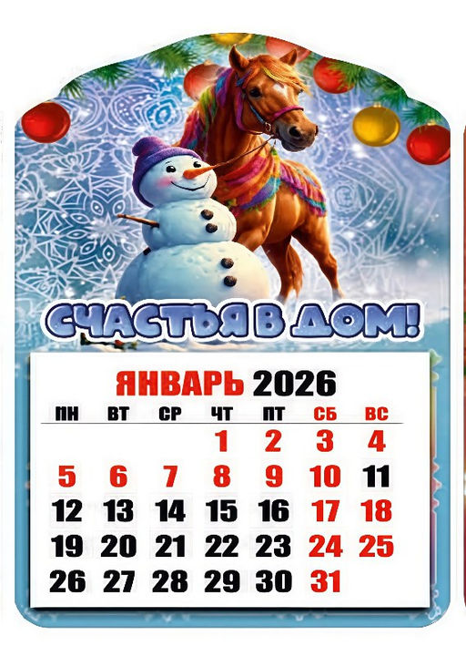 Магнит - календарь отрывной 6,5*10см "Лошадка. Счастья в дом!"