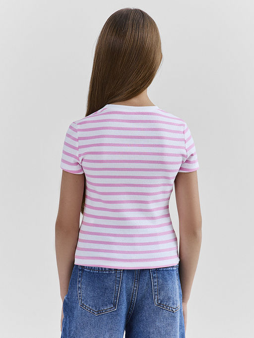Футболка для девочек прилегающая в полоску - Mark formelle фото 2