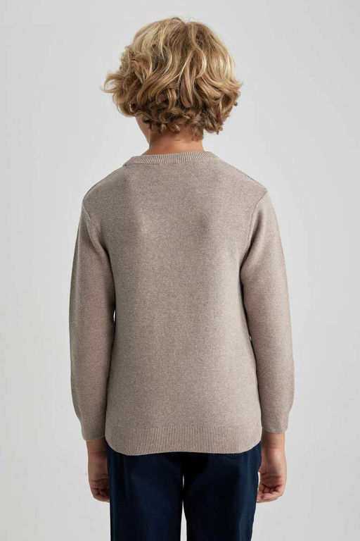 Трикотажный свитер с круглым вырезом для мальчика - Defacto фото 5