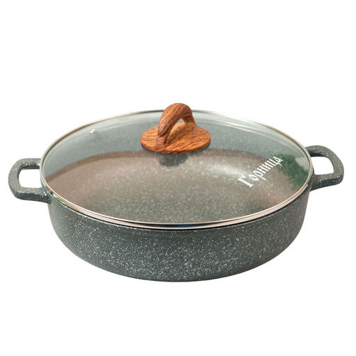 Жаровня 280/70мм 3,5л. Гармония МРАМОР лит/руч. с кр. (п/у), ж2832мр