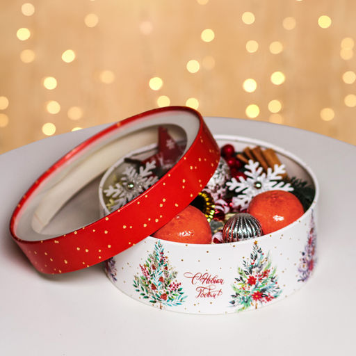 Коробка подарочная новогодняя с окном «С Новым годом» 21×21×8 см