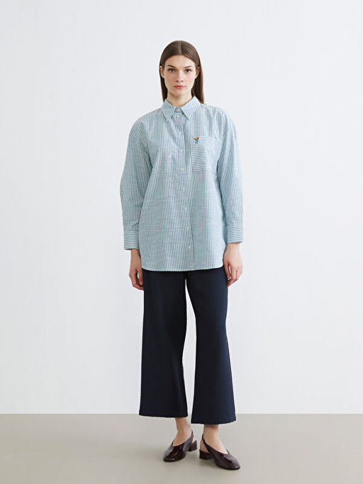 ?izgili Oversize Poplin Kad?n G?mlek Tunik