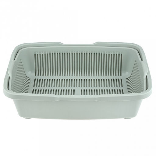 Лоток-туалет для кошек 23х42х11см, пластик, с сеткой, ментоловый (Россия)