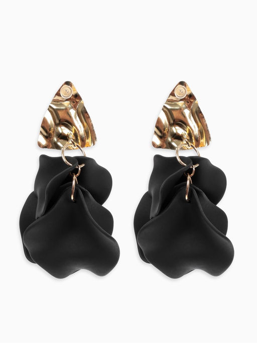 Серьги ассорти «Ветер» мятые треугольники, цвет чёрно-золотой