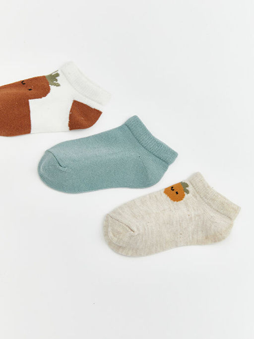 Desenli Erkek Bebek Patik ?orap 3l?