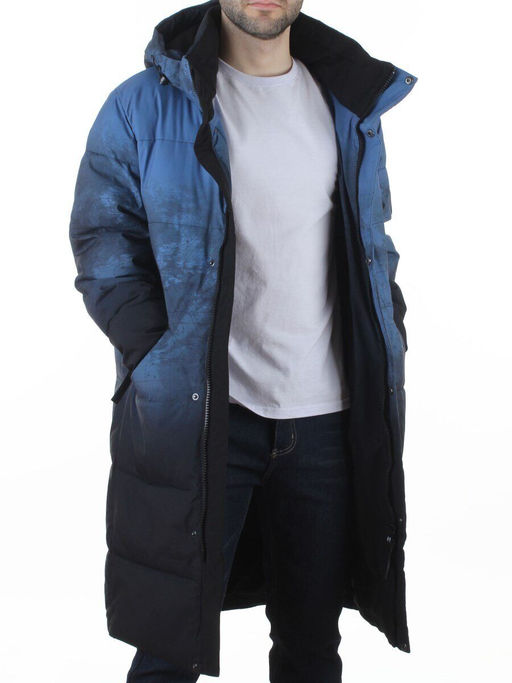 6782 BLUE/BLACK Куртка мужская зимняя удлиненная (био-пух)
