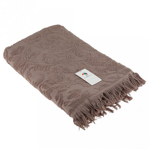 Полотенце махровое "Королевский шик" 90х180см, хлопок 100%, с бахромой, темно-оливковый (Китай)