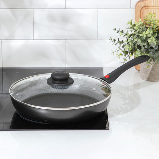 Сковорода Forever, d=28 см, съёмная ручка, стеклянная крышка, антипригарное покрытие, алюминий, тёмно-серая