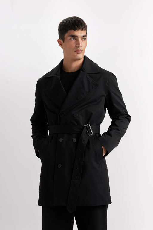 Slim Fit Dar Kesim Dugmeli Kemerli Trenckot - Defacto фото 2
