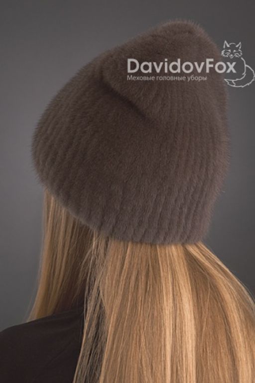 Шапка Бини норка орнамент аврора