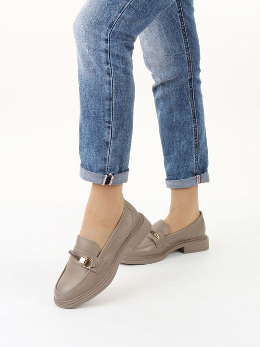 03-DEB106-4 KHAKI Лоферы женские (натуральная кожа)