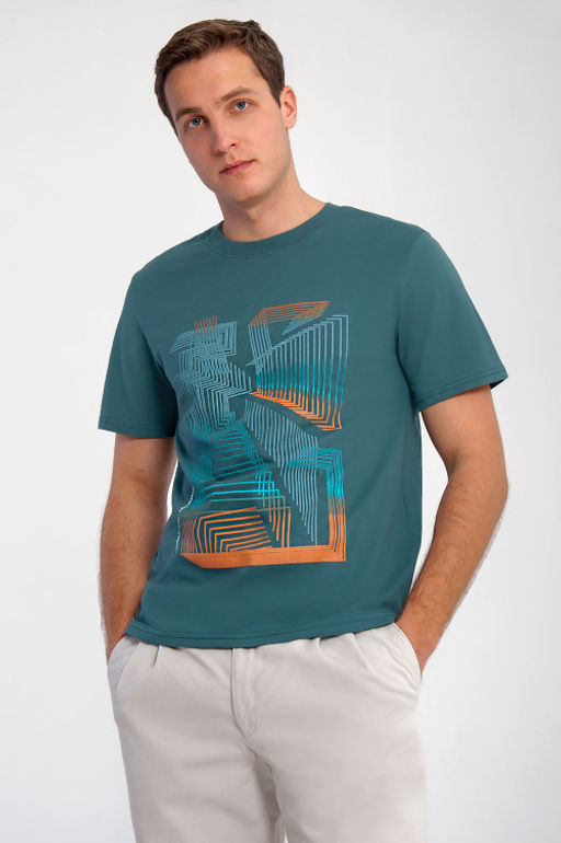 Арт. 61136 Футболка мужская 48-56 (5 шт) Цвет:синевато-зеленый - Идеал фото 2