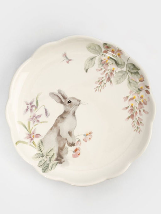 Тарелка обеденная, 25 см, керамика, белая, Кролик с цветами, Flower Rabbit - Anna lafarg фото 6